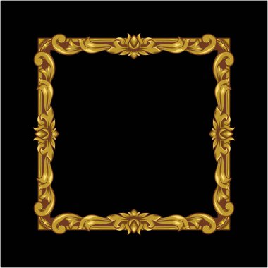 Gold Frame With A Floral Design Retro Ornamental Frame Vintage Rectangle Ornament Border Vector clipart