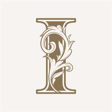 Yaprak çiçekli süslü bir süs ile süslü bir harf.