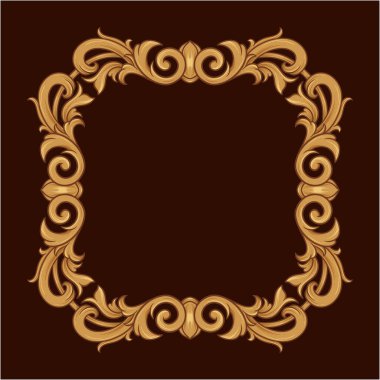 lüks altın süslemeli klasik vektör oymalı çerçeve