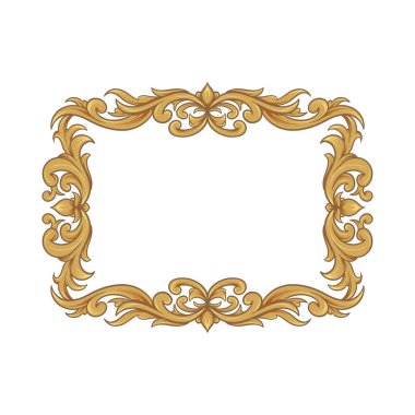 İşlenmiş çiçek desenli lüks altın çerçeve.