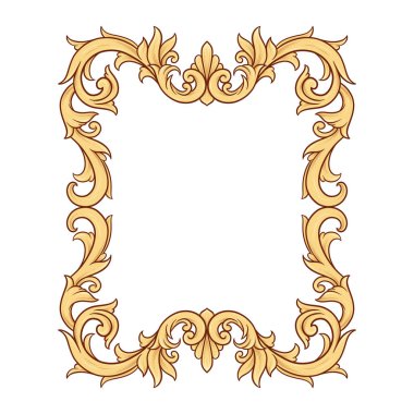 İşlenmiş çiçek desenli lüks altın çerçeve.