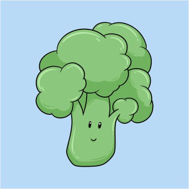Arkadaşça bir yüzü olan sevimli bir brokoli, çocukların memnuniyeti için ideal, sağlıklı beslenme kampanyaları, ya da yiyecek markaları.