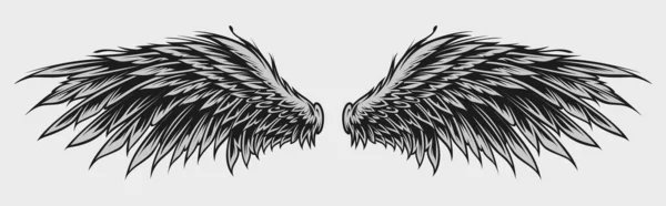 Wings Illustration Dövme Stili Izole Edilmiş Çizimi Kart Amblem Işaret — Stok Vektör