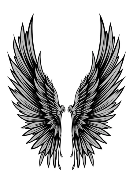 Wings Illustration Tattoo Style Isolated Hand Drawn Design Element Any — Image vectorielle