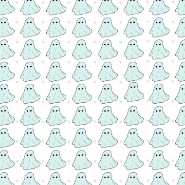 Cadılar bayramı hayalet desenleri tekrar parmak izi arka planı. Tatlı hayaletler cadılar bayramı kusursuz desen. Basit ürkütücü karakterli arka plan mı yoksa korkunç hayalet canavarlar mı?.