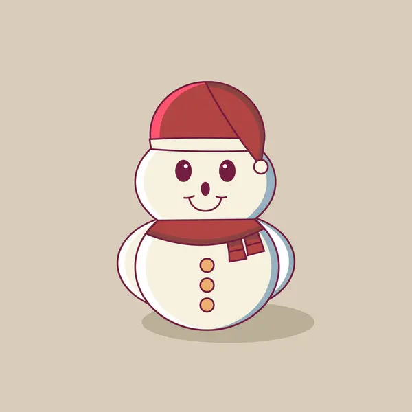 stock vector Happy Snowman Illustration wearing a Christmas hat cartoon snowman icon sticker with a solid color background