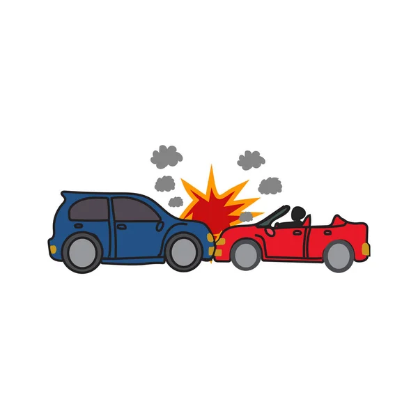 自動車事故クラッシュベクトル漫画イラスト — ストックベクタ