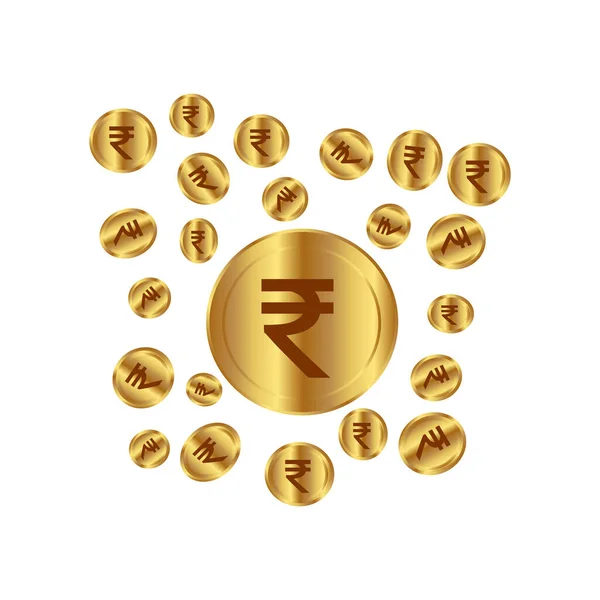 黄金印度元数字卢比蓝色底色 — 图库矢量图片