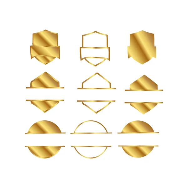 Set Gold Golden Badge Vettore — Vettoriale Stock