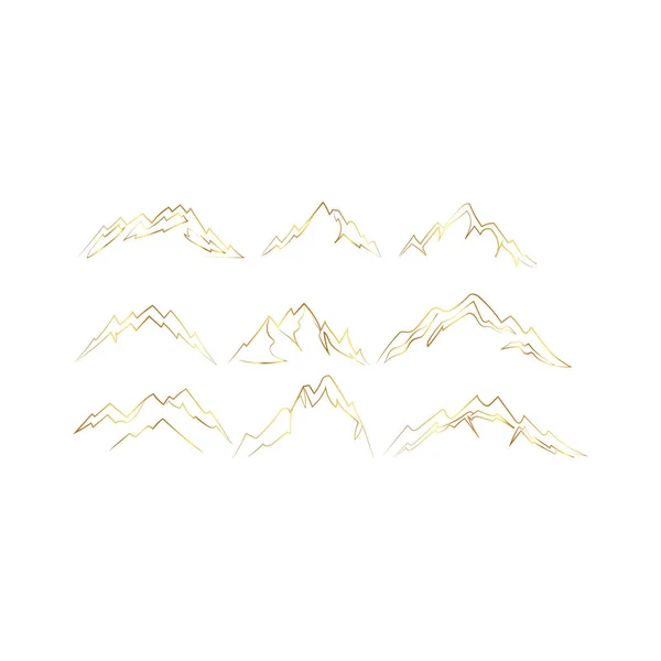Set Golden Mountain Icons — Stock Vector