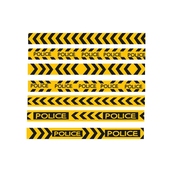 Набор Полицейской Ленты Предупреждение Желтый Черный Вектор Ленты — стоковый вектор