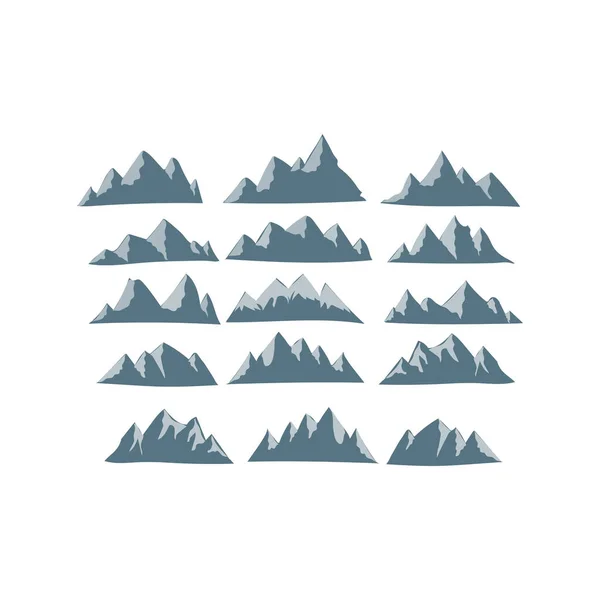 Icons Pack Mountain Silhouette Wildlife Adventure Vector — Stock Vector