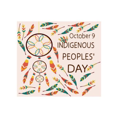 9 Ekim Indigent People Day vektörüdür.