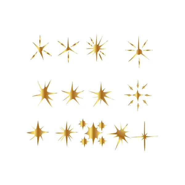 stock vector set of Golden sparkling star vector illustration