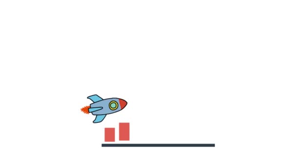 带有火箭业务增长动画的商业图表 — 图库视频影像