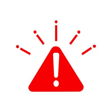 Kırmızı ünlem Kırmızı alarm işareti Dikkat ve tehlike vektörü