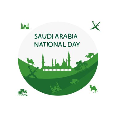 Suudi Arabistan Ulusal Günü Broşürler, el ilanları, reklam afişleri poster tasarımı, duvar kağıdı, mobil ekran için Suudi Arabistan Bağımsızlık Günü şablonu.
