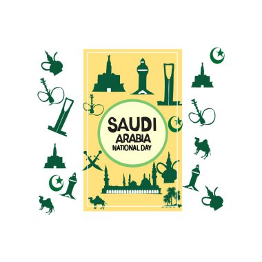 Suudi Arabistan Ulusal Günü Broşürler, el ilanları, reklam afişleri poster tasarımı, duvar kağıdı, mobil ekran için Suudi Arabistan Bağımsızlık Günü şablonu.