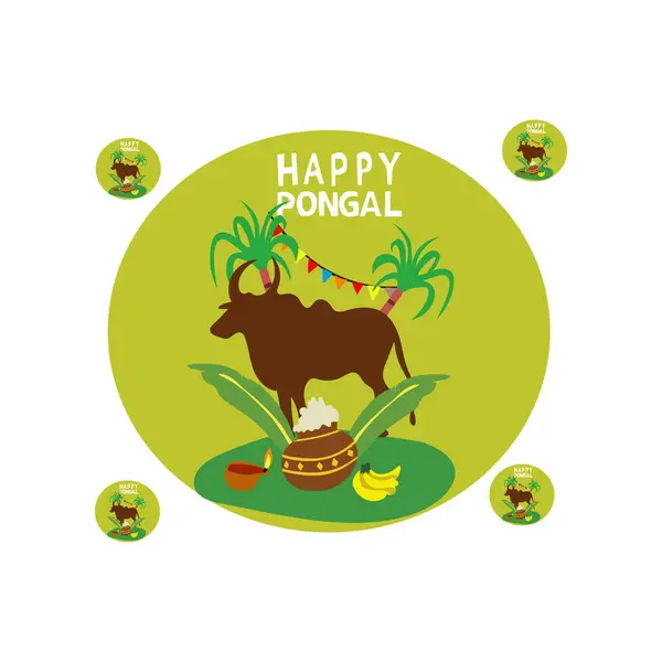 Mutlu pongal vektör çizimi