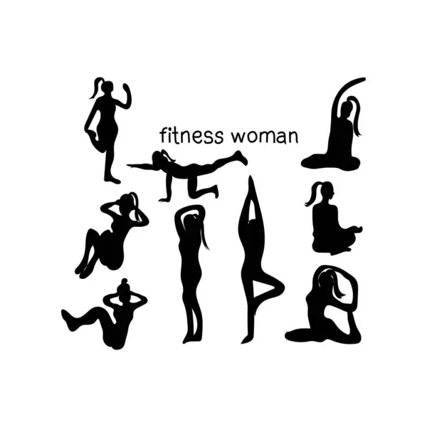  kadın fitness vektör çizim