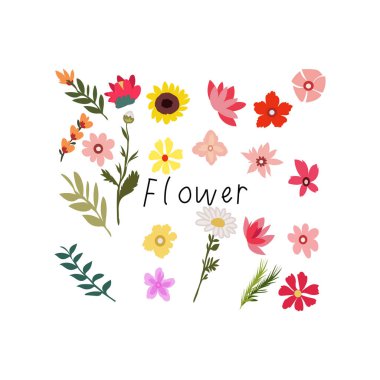 Çiçek sevgililer günü seti vektörü