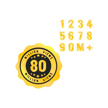 Eighty million views 80m views golden awards badge clipart