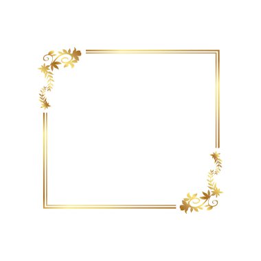 Altın kenarlı altın çiçekli çerçeve