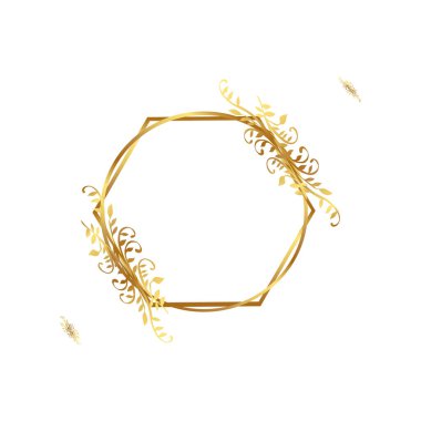 Şatafatlı Altın Çiçek Elementleriyle Düğün Çerçevesi