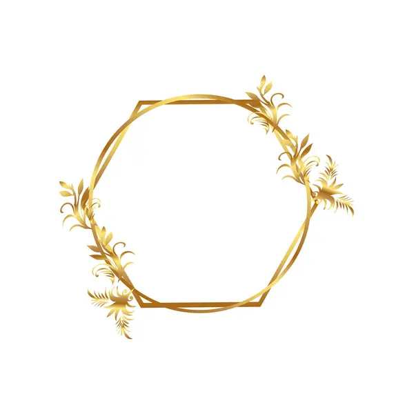 Çiçek Aksanlı Altın Altıgen Çerçeve