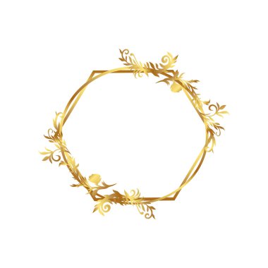düğün altın çerçevesi Lüks altın altıgen çiçek