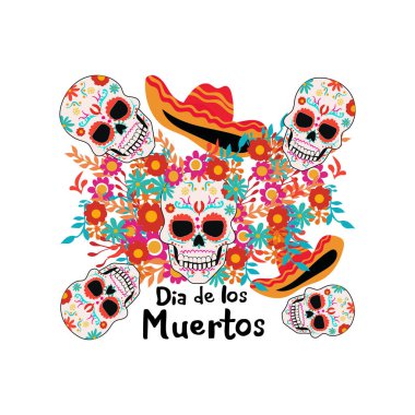 Ölümün Dia de Muertos Günü serbest vektör çizimi