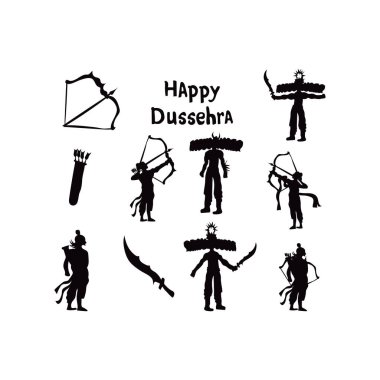 Alacakaranlık Hindistan Festivali serbest vektör illüstrasyonu Ravana 'nın Mutlu Dussehra Kutlama Silueti ve Kutlama Elementleri