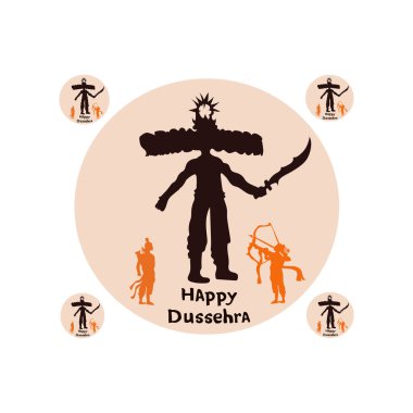 Alacakaranlık Hindistan Festivali serbest vektör illüstrasyonu Ravana 'nın Mutlu Dussehra Kutlama Silueti ve Kutlama Elementleri