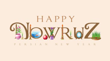 Happy Nowruz simple text and background clipart
