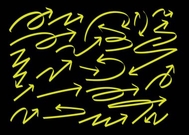 İşaretler kullanılarak ok şeklinde karalama koleksiyonu