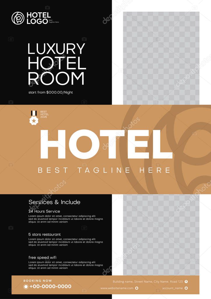 luxury premium hotel flyer design with abstract background