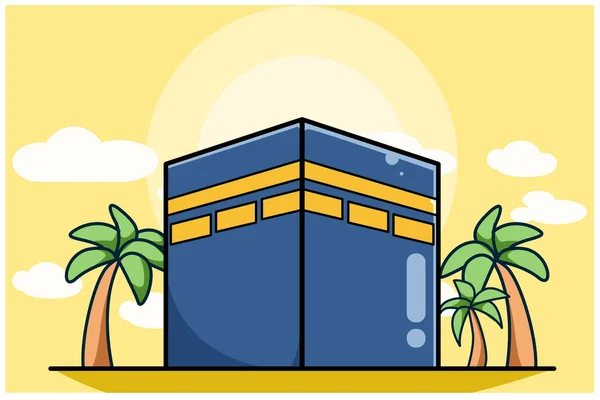 Mecca Palma Dattero Ramadan Kareem Illustrazione Del Cartone Animato — Vettoriale Stock