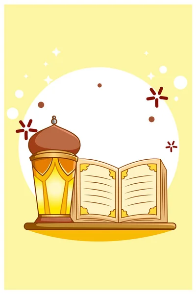 Lantaarn Koran Cartoon Illustratie — Stockvector