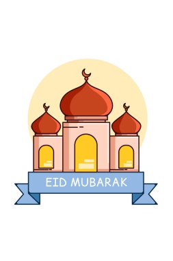 Mübarek karikatür illüstrasyonunu kutlayan cami