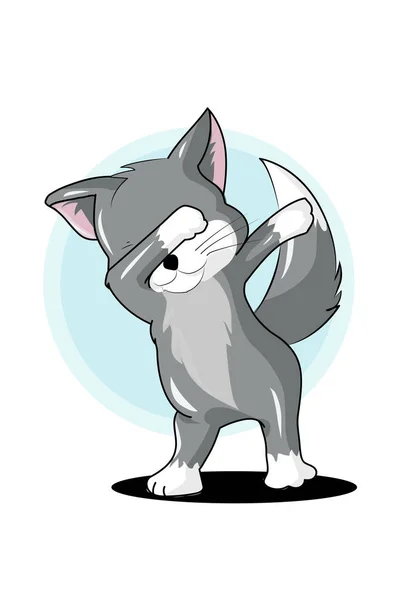 Grey Cat Cartoon Design Stand His Style — Stock Vector