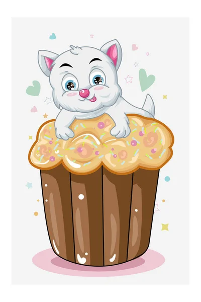 팬케이크 귀여운 고양이 — 스톡 벡터