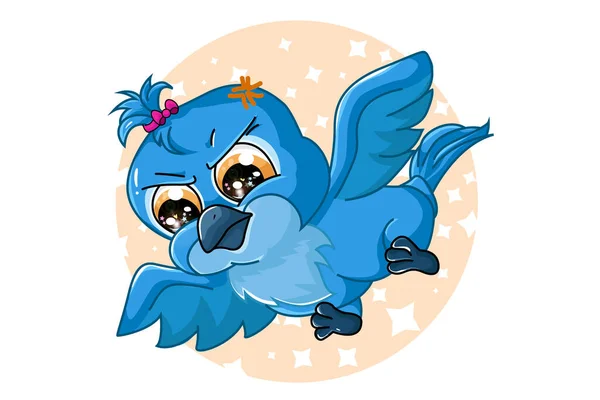 Lindo Pájaro Guacamayo Azul Bebé Diseño Animal Dibujo Animado Vector — Archivo Imágenes Vectoriales