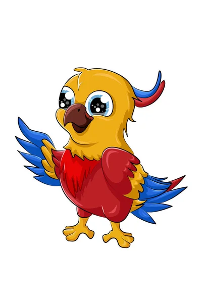 Little Cute Baby Parrot Bird Design Animal Cartoon Vector Illustration — Stock Vector
