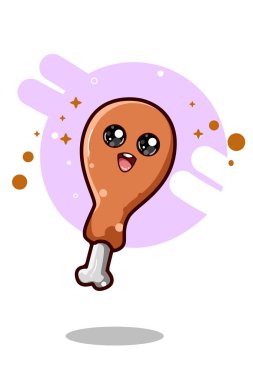 Tatlı kızarmış tavuk kawaii çizgi film çizimi