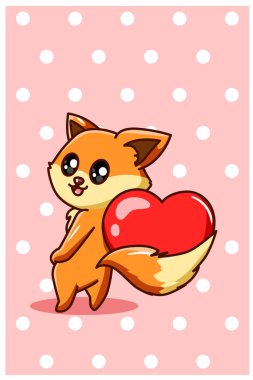 Tai Illustrasyon Sevgililer Günü 'nde kalbi olan Kawaii çizgi filmi.