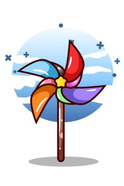 Renkli bir yel değirmeni oyuncağı çizimi