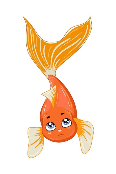Ένα Μικρό Χαριτωμένο Πορτοκαλί Χρυσό Ψάρι Σχέδιο Ζώων Εικονογράφηση Φορέα — Διανυσματικό Αρχείο