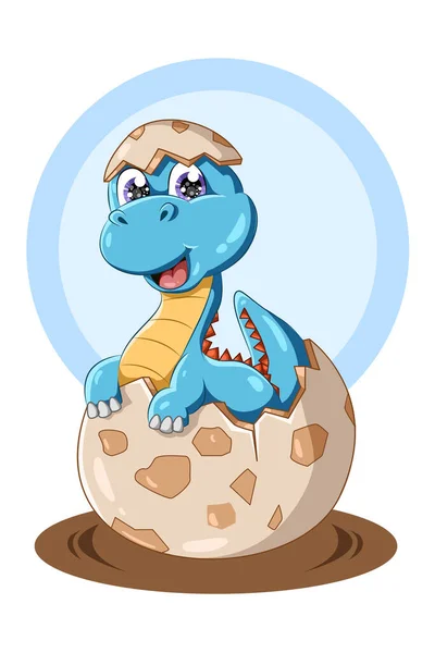 Dinossauro Azul Bebê Ilustração Ovo Animal — Vetor de Stock