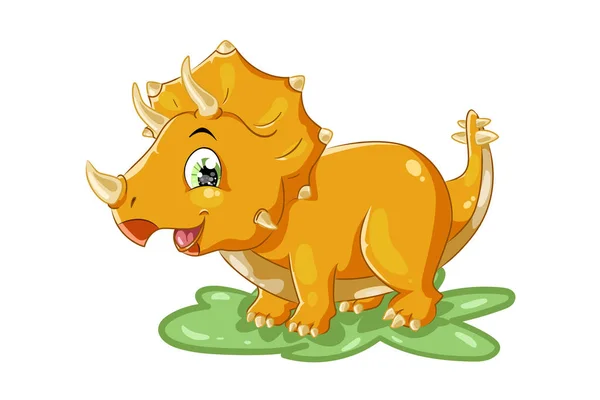 Uma Ilustração Desenho Animado Animal Bonito Triceratops Amarelo — Vetor de Stock