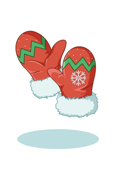 Illustration Röda Julhandskar — Stock vektor